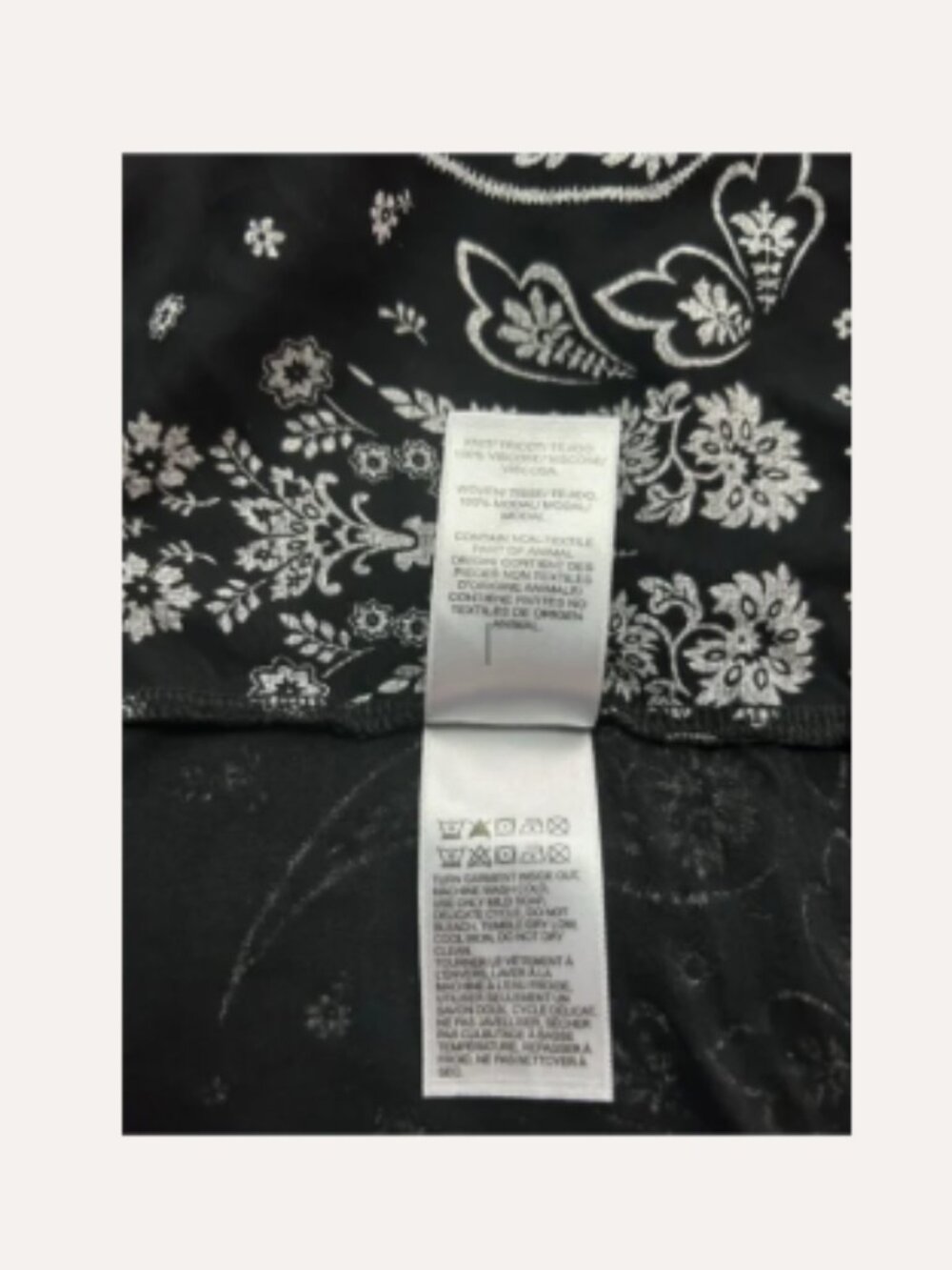 Lucky Brand Black & White Paisley Boho Blouse – Size L - Picture 4 of 5